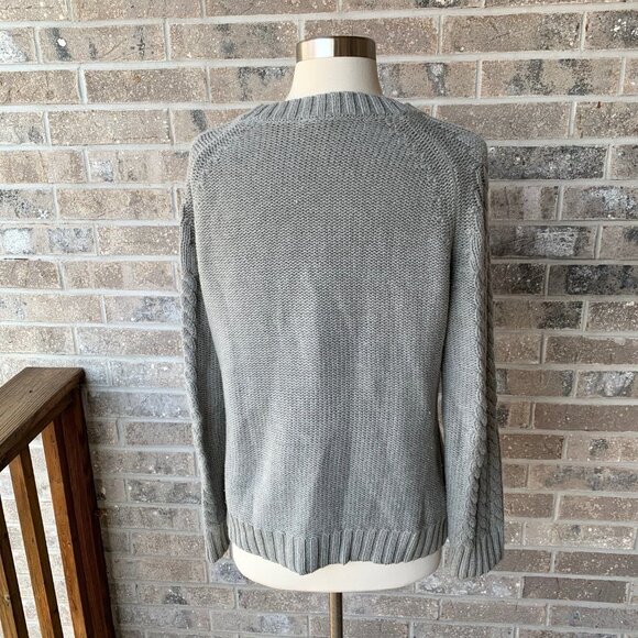 RELATIVITY Sweater Bobble Cable Knit Accent Grey Long Sleeve Large L Gray Women - Picture 5 of 7